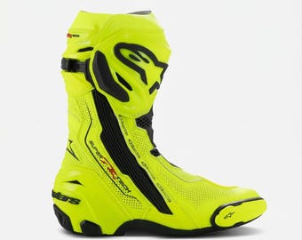 Alpinestars Leather Motorcycle Racing Shoes - Fluorescent Yellow/Black