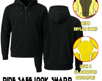 Men's Kevlar Lined Motorcycle Hoodie: Armored Biker Sweatshirt with CE Level 2 Pads