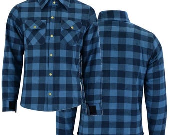 Kevlar Lined Motorcycle Flannel Shirt: CE Armored Biker Overshirt
