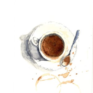 Aquareltekening koffiekopje (handgemaakt)