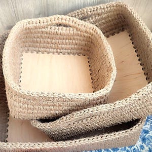 Jute basket, Christmas gift, Home Storage, Square rope basket, hand-crocheted basket, eco-friendly, housewarming, Rustic decor, Burlap, Xmas