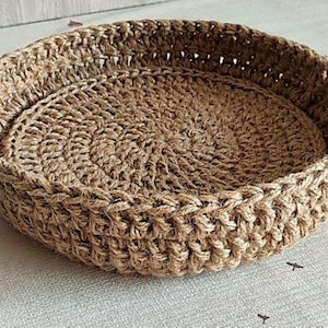 Home Storage, Basket with napkin, Jute basket, hand-crocheted, eco-friendly, housewarming gift,Round basket,Rustic decor,Gift,Storage,Burlap