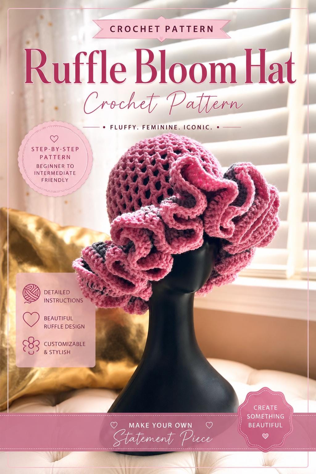 16 Ruffle Bucket Hat Crochet Patterns for Summer, Cottagecore, and Everyday Wear 12 Crochet Ruffle Hat Pattern Statement Bucket Hat
