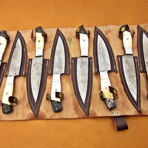 Damascus Steak knives set with walnut wood handle BBQ knives ,Anniversary Gift,Birthday Gift,handforge knives , ,Thanksgiving,Easter gift