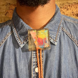 Abstract Tile Bolo Tie
