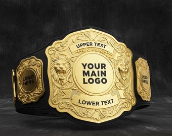 Custom Wrestling Heavyweight Championship Belt | Personalized Logo, Real Leather Strap