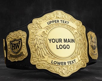 Cintura da campionato personalizzata - Logo personalizzato, cintura da wrestling in vera pelle