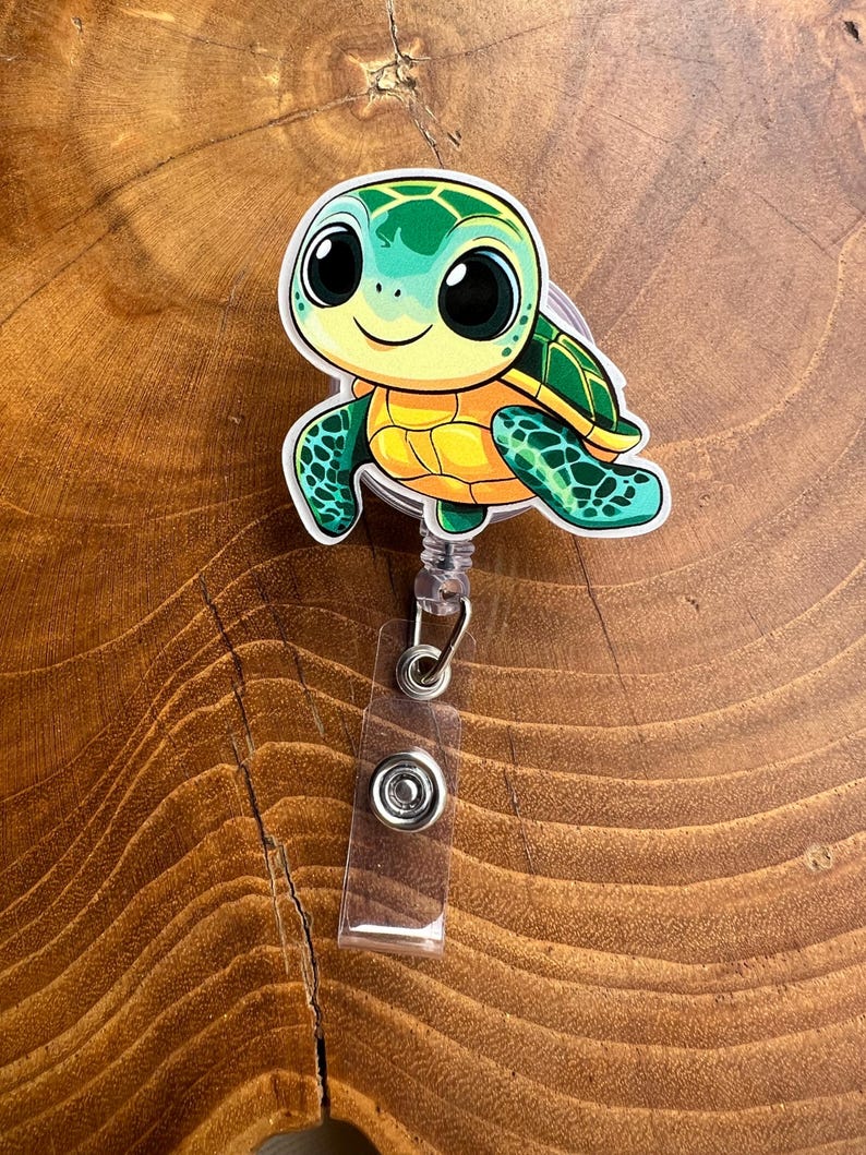 Retractable Turtles Adorable Sea Turtle Badge Reel - Etsy