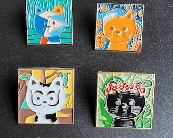 Spille artistiche smaltate "Facce di gatti"
