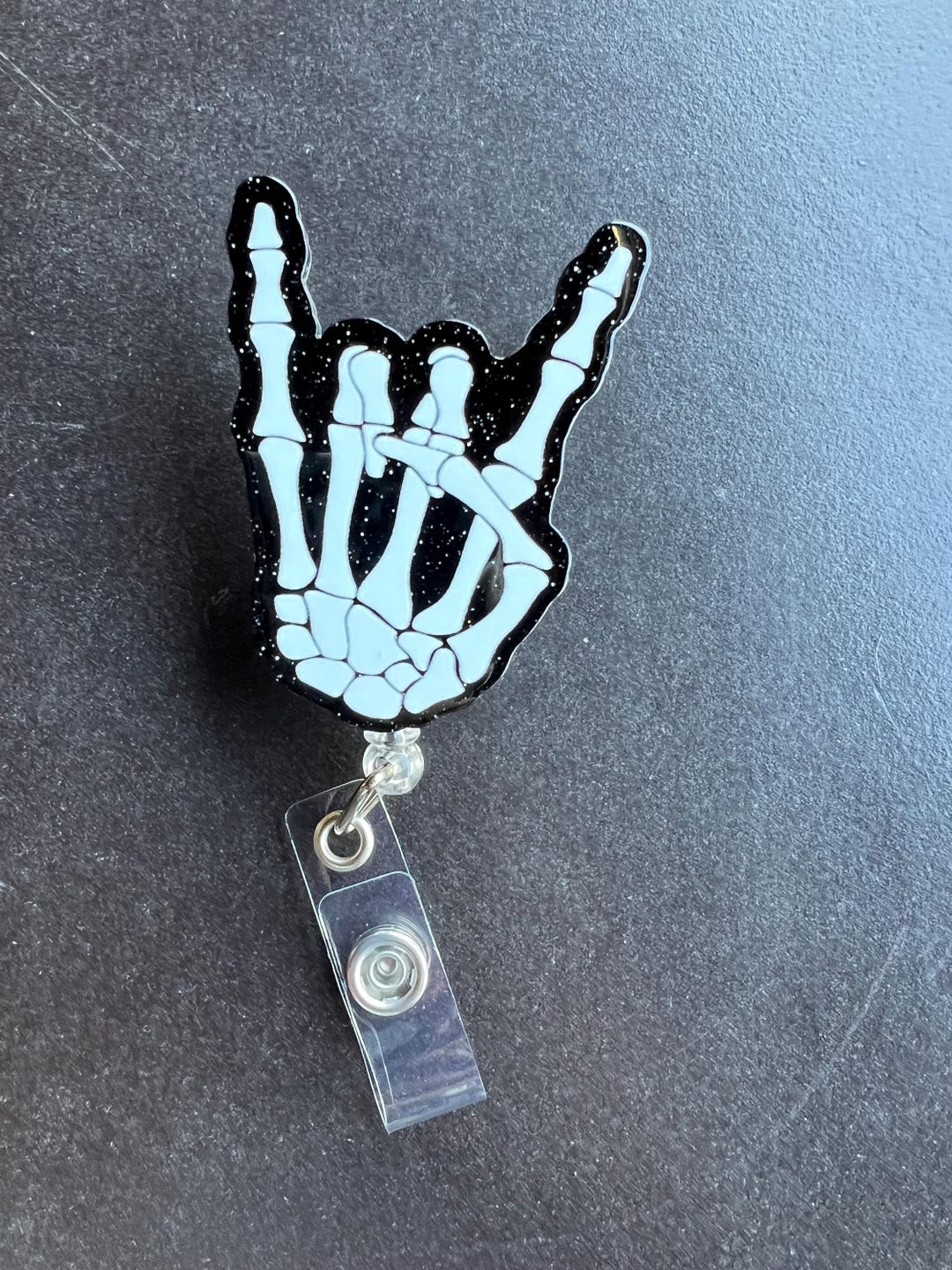 Rocker Skeleton Badge Reel - Etsy