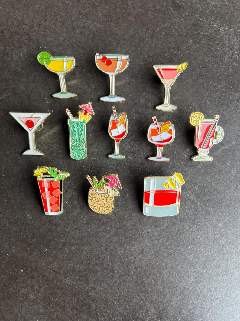 Pin Set Cocktail Fun Cocktails Enamel Pins - #46 - Etsy