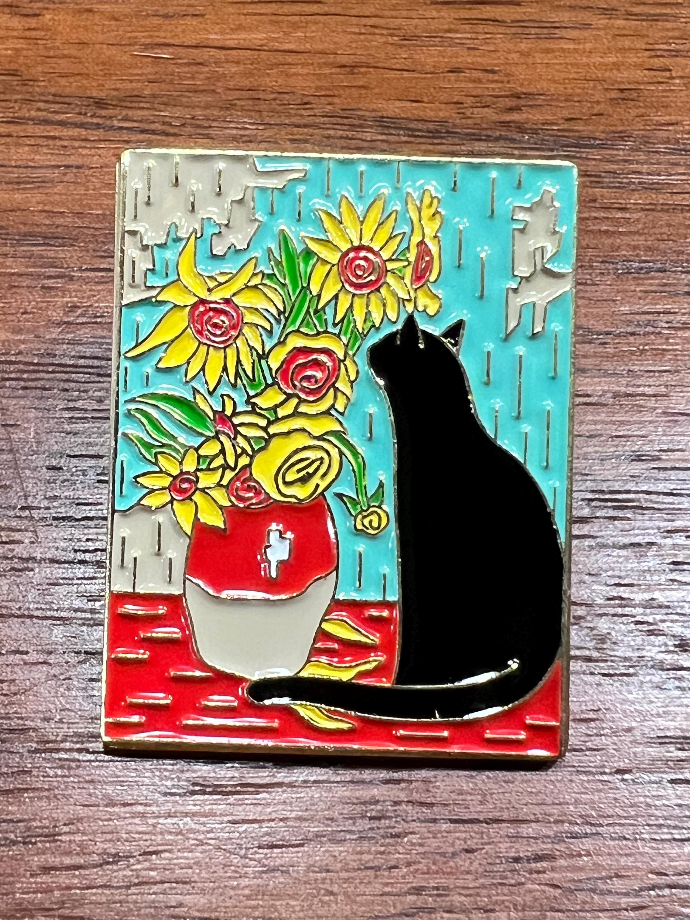 Pin Cat Rtist Artistic Van Gogh Cat Enamel Pins - Etsy