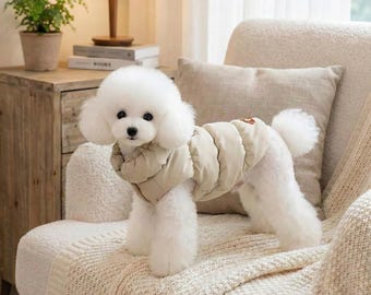 Caldo piumino per cani con anello a D per imbracatura, S-XL