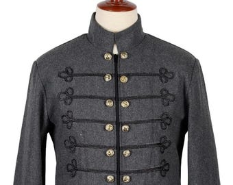 napoleon army jacket【NOT CONVENTIONAL】 Men's Navy Blue Wool Napoleon Jacket: 18th Century Regiment
