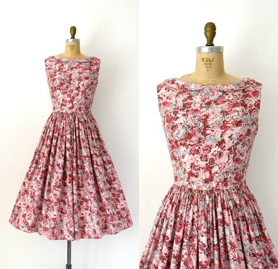 CLEARANCE SALE - 50s Vintage Dress - 50s Pink & Bl