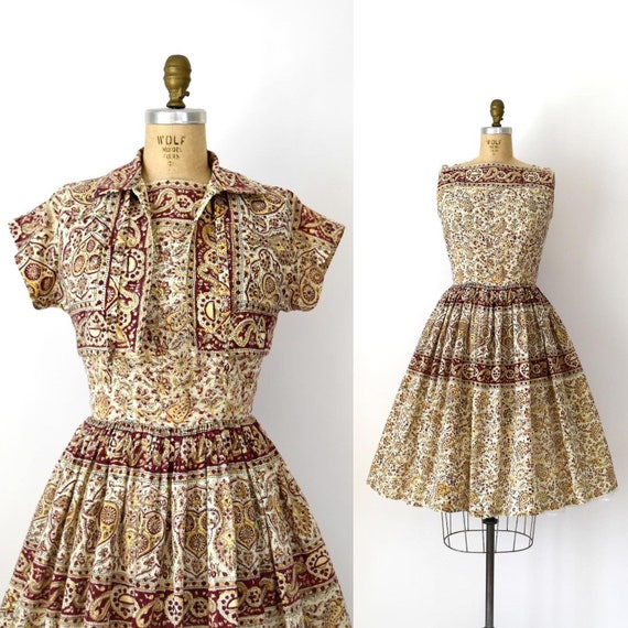 Vintage 1950s Dress Set - 50s Cotton Sundress and