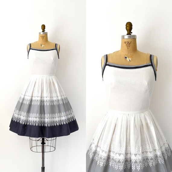 1950s Vintage Dress - 50s Shades of Grey Embroider