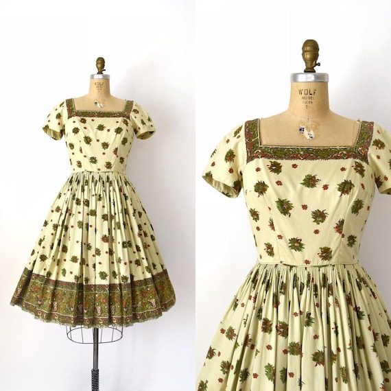 Vintage 1950s Dress - 50s Anne Fogarty Fall Floral