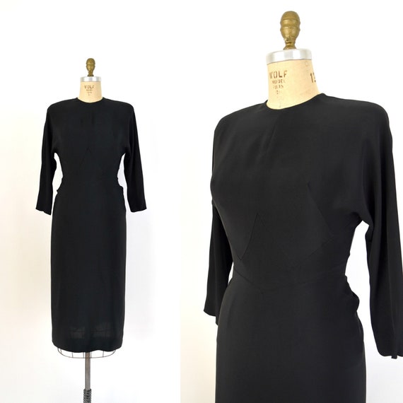 CLEARANCE SALE - Vintage 1940s Dress - 40s Black S