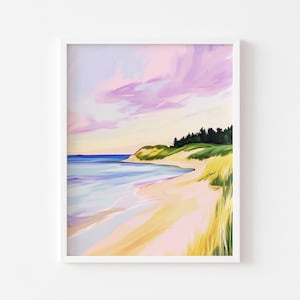 Seaside Art Print - Coastal Wall Art - Pastel Printable Seaside Poster - Sea Decor - Beach Poster