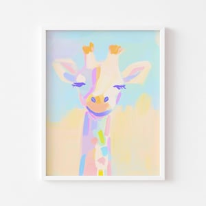 Pastel giraffe poster – Children&#39;s or living room wall art – Cheerful and modern savannah poster – Savannah children&#39;s bedroom poster – Savannah decor