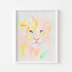 Pastel lion poster – Savannah animal poster – Savannah wall art illustration – Wild and poetic spirit wall decoration – Savannah bedroom poster