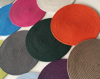 ラウンドプレースマット、コットンローププレースマット、キッチン装飾、ダイニングテーブルマット、カラフルなプレースマット、ダイニングテーブル装飾、ダイニングテーブル用プレースマット