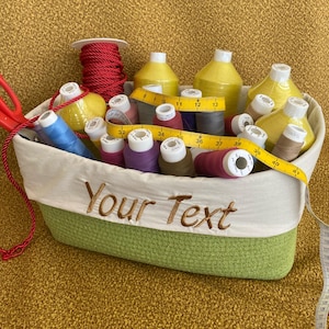 Personalized Basket, Embroidery Basket, Custom Size Basket, Custom Organizer, Cotton Rope Basket,  Houswarming Gift, Cotton Rope Organizer