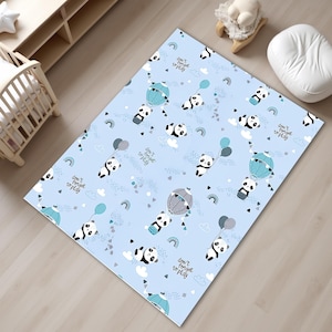 Baby Panda Rug, Cute Animal Themed Carpet, Baby Room Soft Mat, Nursery Decor, Newborn Gift