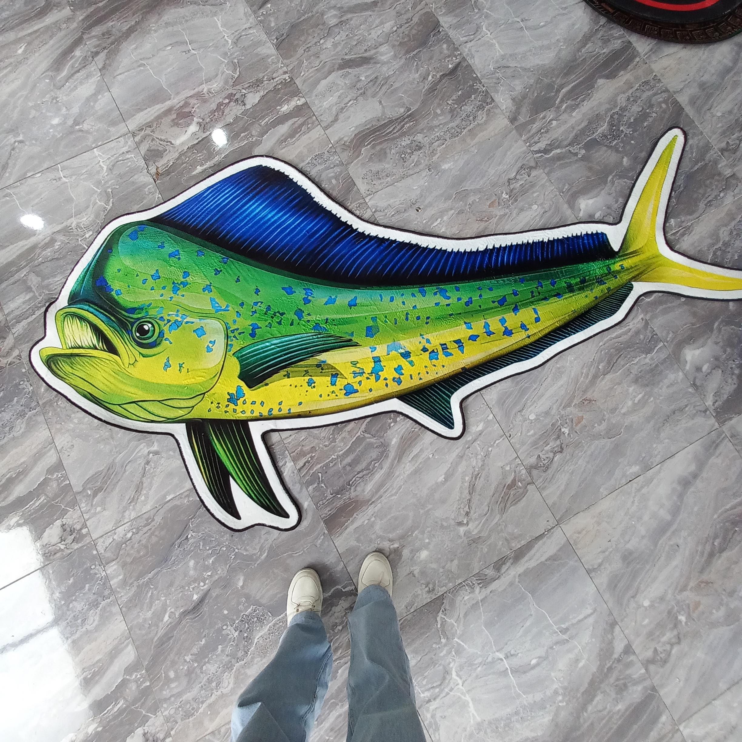 希少 MICHIGAN RUG CO 魚 総柄 S/M 希少 MICHIGAN RUG CO 魚 総柄