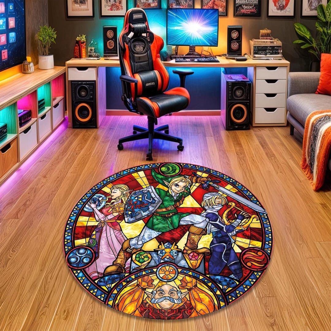 Video Game Rug: Round Gaming Room Mat, Fan Art Decor - Etsy