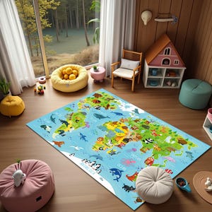Gedruckte Weltkarte Teppich, Bunte Kinderzimmer Decke, Kindergarten Teppich, Kinderzimmer Dekor