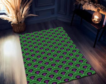 Green Shining Rug, Overlook Hotel Carpet, Horror Fan Room Decor, Runner Rug, Geometric Round Square Rectangle Mat