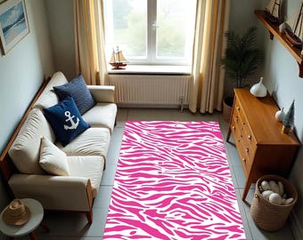 Pink Zebra Rug - Fun Kids Room Animal Print Carpet