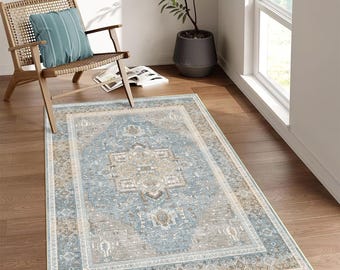 Distressed Abstract Area Rug Mint Oriental Living Room Kitchen Carpet