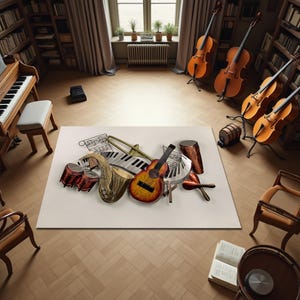 Musical Instrument Rug: Music Room Decor, Orchestra Mat