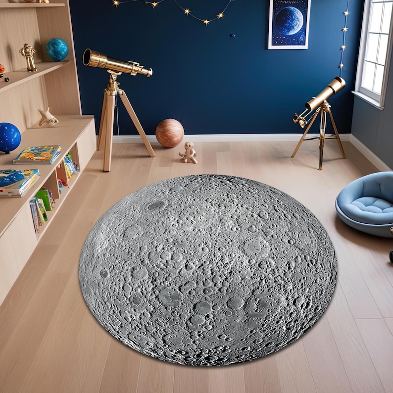 Large Textured Moon Rug Moon Rug: 3D Crater Texture for Space Rooms (round, Soft) - Etsy