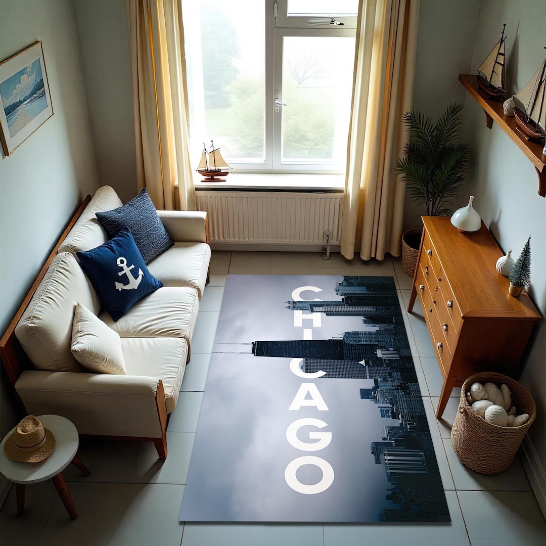 Skyline Rugs Chicago Skyline Rug: Modern City View, Urban Home Decor - Etsy