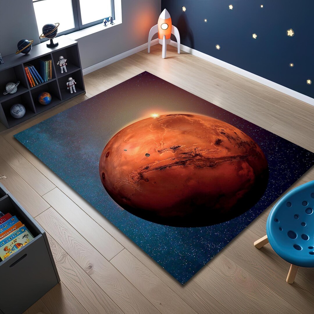 Mars Planet Rug: Space Room Decor, Galaxy Art Carpet - Etsy