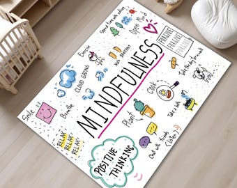 Mindfulness Educational Rug: Nursery School, Kindergarten Classroom Carpet