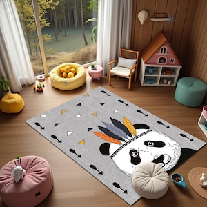 Panda Nursery Rug: Animal Themed Kids Carpet