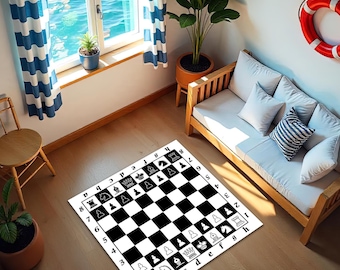 Chess Board Rug: Soft Plush Area Mat, Non-slip Game Room Decor - Etsy