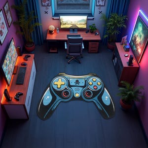Game Controller Rug: Plush Gamer Room Carpet