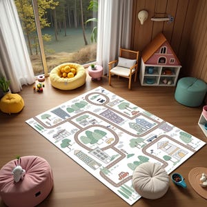 City Road Map Themed Kinderzimmer Teppich, Babyzimmer Teppich, Kleinkind Matte, beliebter Spielzimmer Teppich, Geschenk für Neugeborene