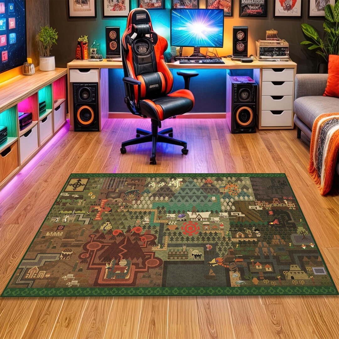 Rpg Rug Pixel World Map Gamer Rug: Retro RPG Adventure Decor - Etsy