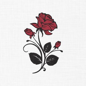 Rose Embroidery Design Flower Embroidery Design Red Rose Machine Embroidery 5 Sizes Digital Download