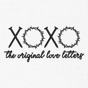 Diseño original de bordado con letras de amor, diseño de uñas con tronos, diseño de bordado XOXO, diseño de bordado a máquina, 5 tamaños