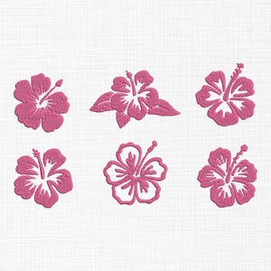 Hibiscus Flowers Embroidery Design, Flowers Bundle Embroidery Design, Flowers Silhouette Embroidery Design 5 Sizes Digital Download
