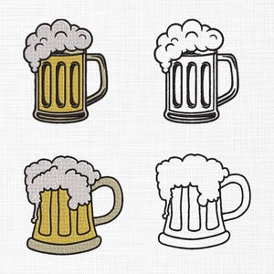 Beer Embroidery Design Beer Glass Embroidery Design Beer Lovers Embroidery Design Line art Embroidery  Design 5 Sizes Digital Download