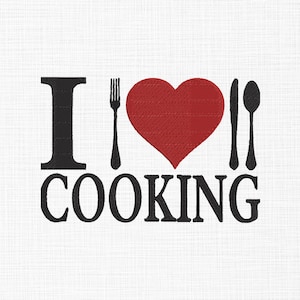 I Love Cooking Embroidery Design Kitchen Embroidery Spoons Embroidery Cutlery Embroidery Design Machine Embroidery 5 Sizes